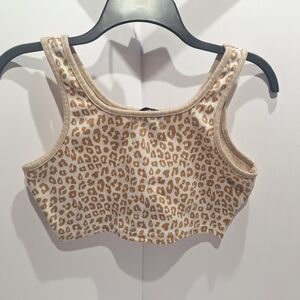 SHEIN Beige Leopard Print Crop Top